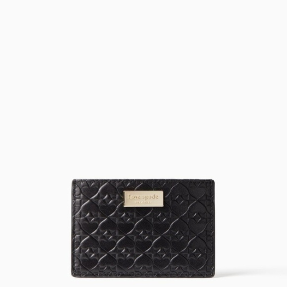 Kate Spade Embossed Spade Cardholder • Slim Leather Wallet NWT